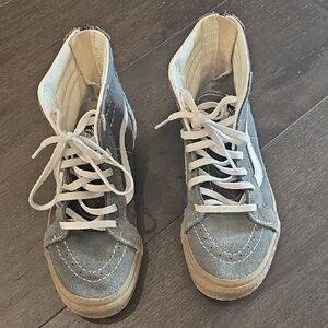 Vans Gray and White High-Top Sneakers Boys Suede